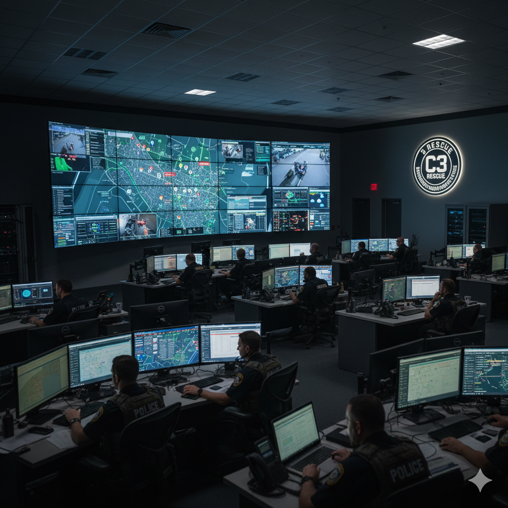 Command center with multiple screens